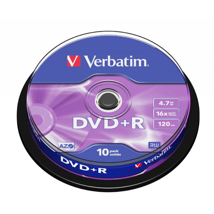 Verbatim DVD+R 4,7GB 16x Plata mate 10 unidades Verbatim DVD+R 4,7GB 16x Plata mate 10 unidades